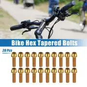 20pcs Tapered Bolts Screws for MTB Bike Bicycle Stem M6x20mm Steel Gold Tone