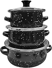 Fenteer 3X Enamelware Pasta Pot Set Simmer Pot Cookware Fast Heating Kitchen Cooking Pot for Restaurant BBQ Gas/Induction Cooker Home