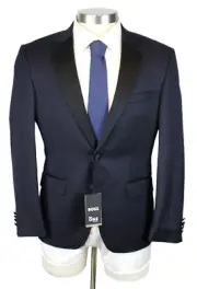 Boss Tuxedo Sport Coat 36 S Men's Dark Blue 120's Wool Slim Fit Huge Tux Blazer