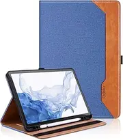 Case for Samsung Galaxy Tab S9 2023/ Tab S8 2022/ Tab S7 2020 11 inch - [S Pen Holder] Flip Folio Tablet Case with Auto Wake/Sleep Front Pocket Smart Cover,Blue