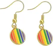 [CHILDWEET] 1pair Rainbow Love Earrings Disc Hook Earrings Gay Pride Earrings Women's Stud Earrings Stud Earrings Gold Post Earrings for Women Stallion Round Miss Golden Gold Filled Earrings