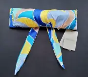EMILIO PUCCI Quirimbras bandeau bikini top blue yellow abstract Italy NWT IT 40
