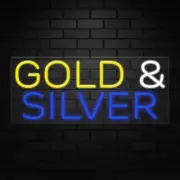 Gold & Silver Sign for Business Displays | LED Flex Neon | 32"W x 13"H x 1"D