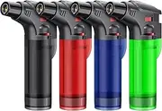 4 Pack Torch Lighters Set, Butane Refillable Jet Flame Torch Lighter, Windproof, Safe, Multi Utility Lighter for Candles, Fireplaces, Campfires, Grill (Without Butane)… (Color)