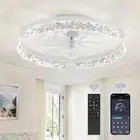 20 Inch Low Profile Ceiling Fan with Lights and Remote, Flush Mount, White