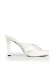 White Sequin Embellished Mules