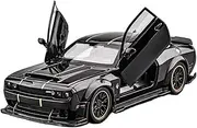 Die Casting 1:24 for Dodge Hellcat Challenger Series Alloy Simulation Car Model Sound and Light Pull-Back Miniature Model Collection Presents Ornaments(1:32 Black)