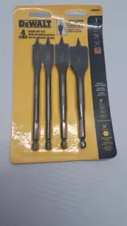 DeWalt Heavy Duty 4 Piece Spade Bit Set, New Sealed Model# DW4SPADE
