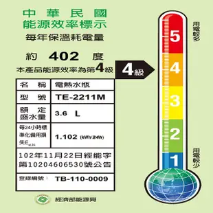 東龍 TE-2211M 電動給水 3.6L 熱水瓶