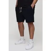 Mens Black Plus Elasticated Waist Slim Fit Shorts