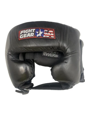 USA Ringside Fight Gear Boxing Headgear Black Size Large MMA Fighting Protection