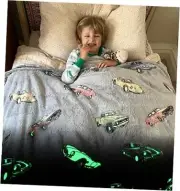 Kids Glow in The Dark Blanket - Kids Fleece Blankets for Girls & Boys - Cars