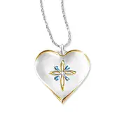 Blue Topaz And Diamond Cross Pendant Necklace