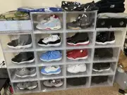 Shoe Boxes, Pack of 3 Stackable Shoe Organizers with Clear Door for Sneakers, Pl