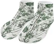 [QMNVBDS] Green Leaves And Vines Socks Ankle Length Socks Casual Short Socks for Women Men Low Cut Sports Socks Running Socks No Show Socks Ankle Socks Athletic Socks Workout Socks, Style, One Size