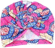 [ZHENGZHIXINGNIU] Flower Turbans for Women Flower Knot Headwrap Pre-Tied Bonnet Soft Pre Tied Knot Fashion Pleated Turban Cap Hair Sleep Hat for African Pattern Turban Wraps Multicolour, Multicolour, 1
