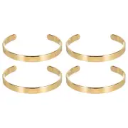 4pcs Bracelet Blanks, Gold Blank Titanium Steel Tags DIY Engraving 2.8x0.31"