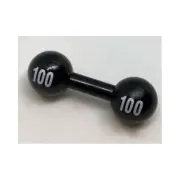 LEGO - Minifig, Utensil Barbell with White '100' Pattern - Black