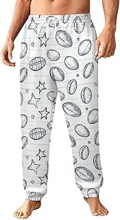 [Generic] Men's Sweatpants, Rugby and Star Elements Grid-76, Polyester Joggers, Sweatpants Jogging Pants for Workout Running