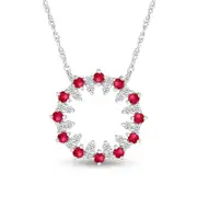 Lab-Created Ruby and White Lab-Created Sapphire Stacked Duo Alternating Open Circle Pendant in Sterling Silver