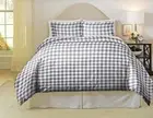 180 GSM Cotton Flannel Duvet Set - King/Cal King, Checkerboard Grey