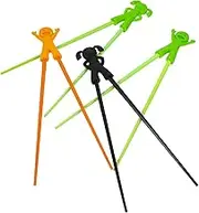 4pairs Adorable Cartoon Training Chopsticks for Boy Girl Silicone Practice Chopsticks for Boys Girls Fun Learning Helper to Develop Independence Hand-Eye Coordination