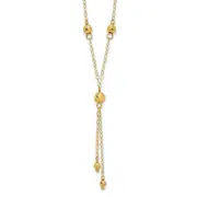 14K Yellow Gold Bead Lariat With 2In Ext Necklace