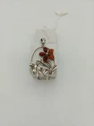 Flower Pendant Baltic Amber Silver