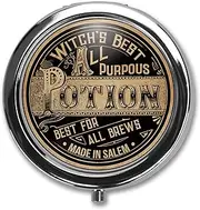 Vintage Potion Label Pill Box Case Pillbox Holder Trinket Stash Box Arsenic Vintage Style Medicine Vitamin Pill Organizer Case with 3 Compartments