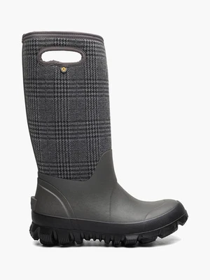 BOGS Women's Whiteout Plaid Pull-On Insulated Waterproof Winter Boot Cement Mult