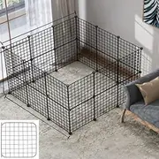 AUKO Metal Pet Playpen Tent Cats Exercise Pen Crate Cage Kennel Dog Foldable Fence Yard Barrier Ideal for Guinea Pigs, Rabbit, Gerbil, Puppy, DIY Metal Wire Yard Fence (Black 24pcs Set+Door)