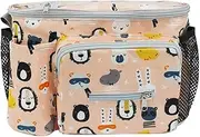 Universal Baby Changing Bag, Large Pram Nappy Organiser with Shoulder Strap and Drink Holder/Cup Holder, Pram Bag for Storing Milk Powder Cans and Toys