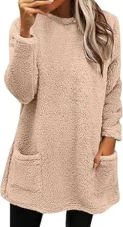 [Generic] Fleece Zip up Women Loose Wool Jacket Long Sleeved Jumper with Pockets Half Sleeve Shirts Women