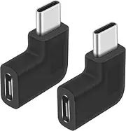 Exuun (2-Pack) 90 Degree USB C Type C Male to Female Adapter, Right & Left Angled 90 Degree USB-C USB 3.1 Type-C Male to Female Extension Adapter for Laptop & Tablet & Mobile Phone