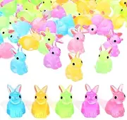 Balacoo Luminous Miniature Rabbits : 100Pcs Mini Resin Bunny Glow in The Dark Miniature Bunnies Figurines for Garden Landscape Dollhouse Easter Decor