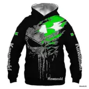 2022 Spring And Autumn New Kawasaki 3d Printer Digital Printing Zipper Hoodie Motorcycle Running Hoodie Men Ladies New 145 L