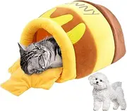 Cat Bed - Cozy Enclosed Cave, Soft Warm Nest | Removable Cushion Honeypot Cat House, Plush Sleeping Bed Shelter for Small Dogs Cats Indoor Furniture Napping Winter Relaxation Lounging Use