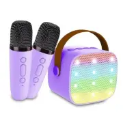 Portable Bluetooth Karaoke Speaker with 2 Wireless Microphones & LED Lights
