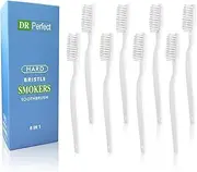 DR PERFECT Adult Toothbrush Extra Hard Bristles Manual Toothbrush 8 Pieces (White, 8 Pieces)