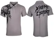Xtreme Couture Men's Polo Shirt Splatt Skull Cross Silver S-3XL