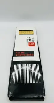 Alloy Chopsticks Black Chopstick With Gold Detail 10 Pairs Sealed New In Box