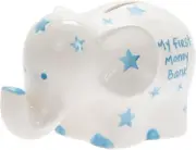 MY First Elephant Bank, White/Blue, One Size
