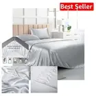 California King Satin Bed Sheets Set – 4-Piece Luxury Silver Grey Bedding