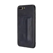 For Iphone 6 Plus / 6S Plus Shockproof Pc + Pu Protective Case With Spring Holder and Card Slot(Blue)
