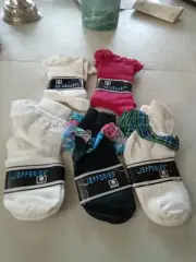Jefferies Socks Size 6-7, 2 Knee Highs/Ruffel Cream/Pink &3 cream Anklesocks NWT