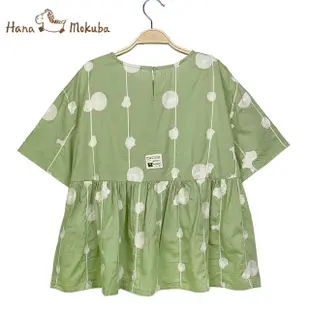 【Hana Mokuba】花木馬日系女裝寬鬆打褶傘狀下襬刺繡花布上衣(上衣)