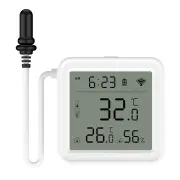 Moes Tuya WiFi Smart Temperature Humidity Sensor with 1M External Sensor Cable Probe APP Remote Monitor Work with Alexa