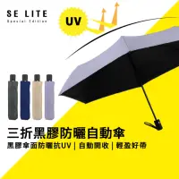 在飛比找momo購物網優惠-【SE Lite】三折黑膠防曬自動傘_藤紫(自動傘 晴雨傘 