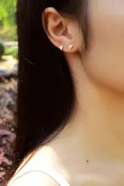 Triangle Stud Marsa Earring Dual Sets Gold Plated & Jewel Encrusted Push Back