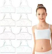 [TUONYIS] 8 Pack Sports Bra for Girls Crop Top Bra for Kids Girls Bras Girls Training Bra Soft and Comfortable Cotton Teen Bra Sports Bras for Girls 8-12 Years